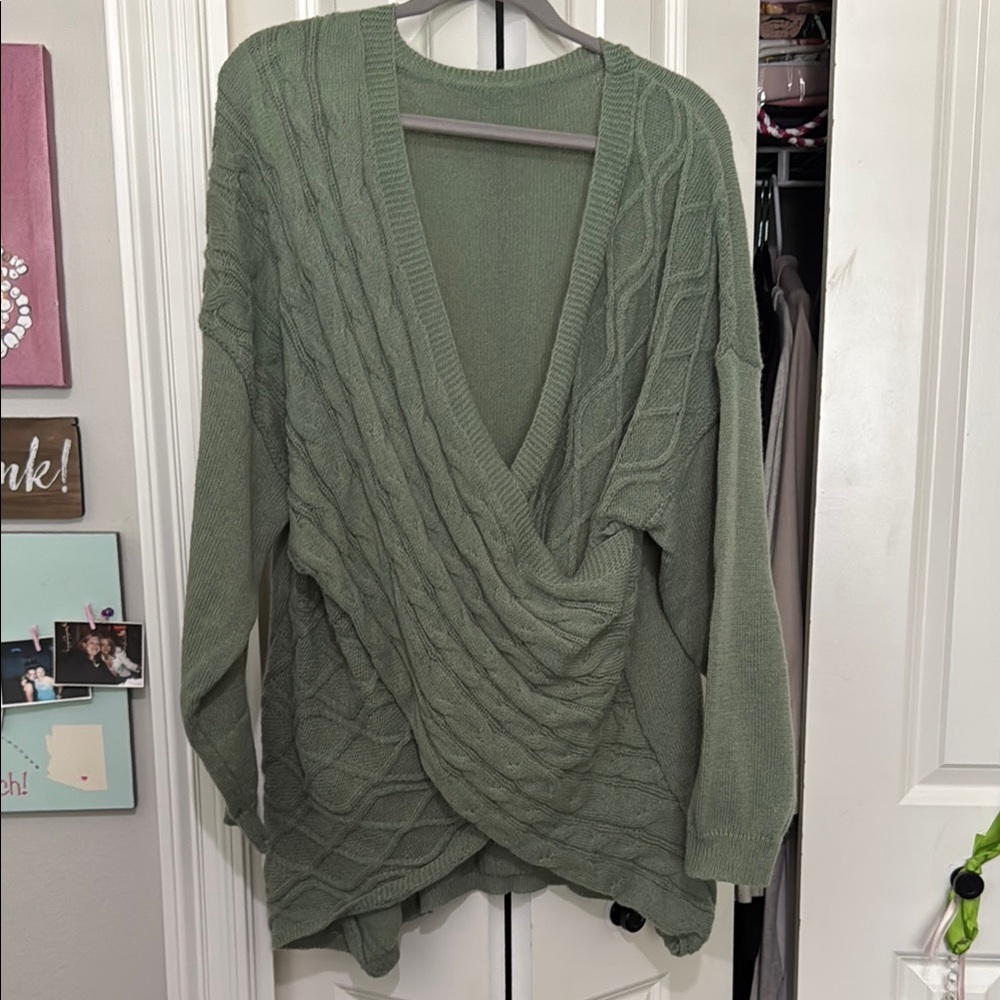 Green V-Neck Sweater